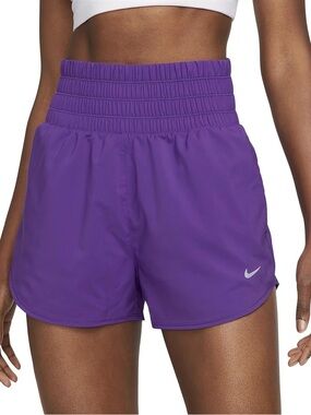 Nike Purple High-Waist Smocked Athletic Shorts